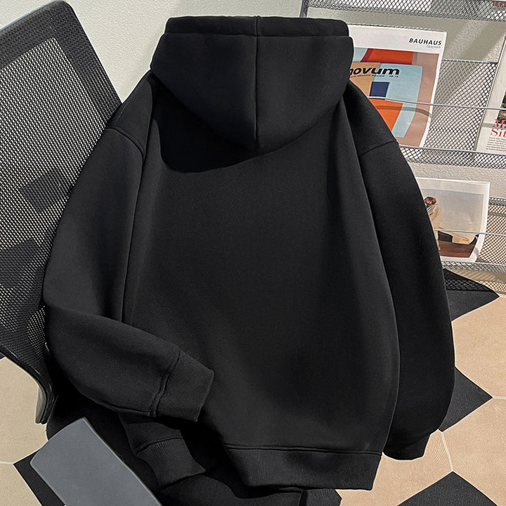 Plush Version-Solid-Colored Hoodie (without Pockets and Drawstrings)