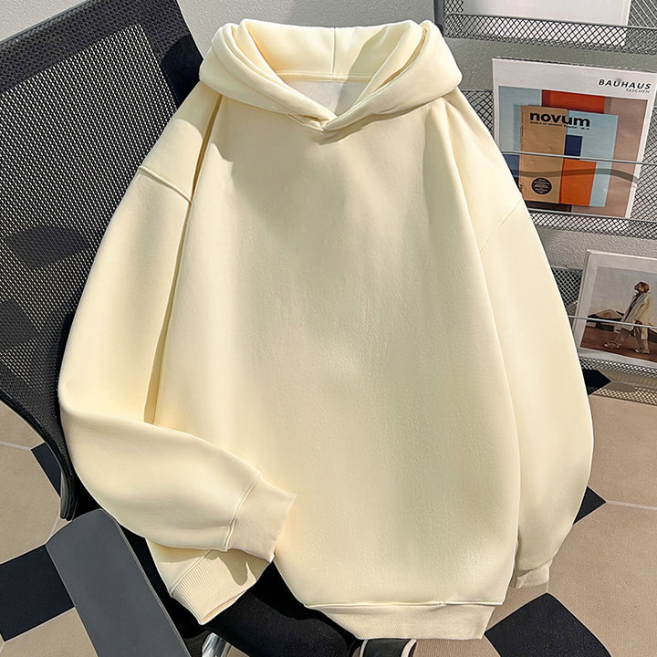 Plush Version-Solid-Colored Hoodie (without Pockets and Drawstrings)