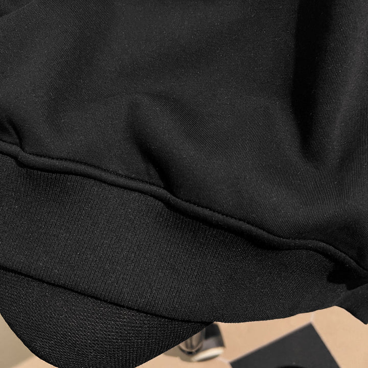 Plush Version-Three-Stripe Patchwork Polo Sweatshirt with Half-Zip