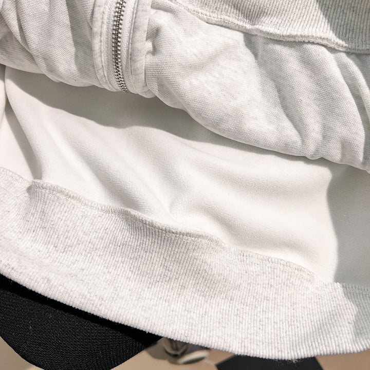 Plush Version-Three-Stripe Patchwork Polo Zip-Up Sweatshirt