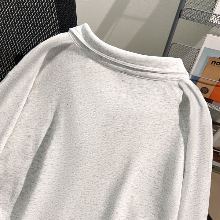 Plush Version-Raglan-Sleeve Polo Zip-Up Sweatshirt