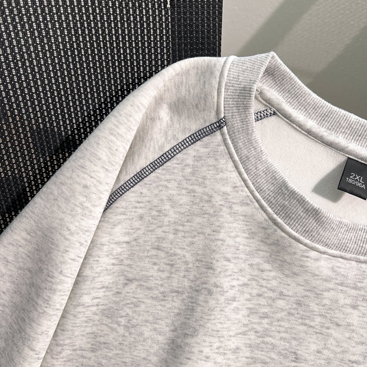 Plush Version-Two-color multi-panel splicing crewneck sweatshirt