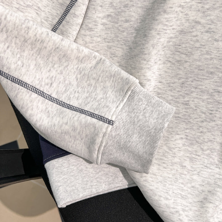Plush Version-Two-color multi-panel splicing crewneck sweatshirt