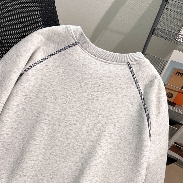 Plush Version-Two-color multi-panel splicing crewneck sweatshirt