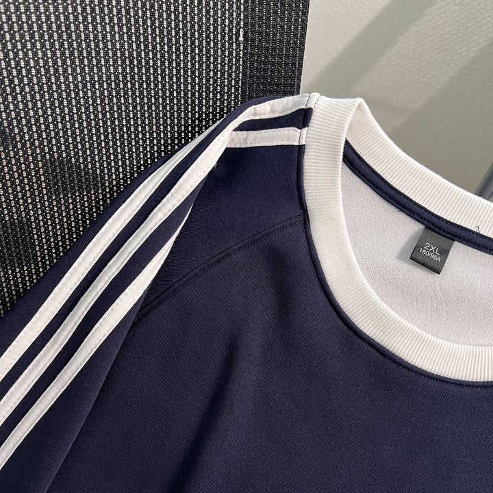 Plush Version-Three-stripe crewneck sweatshirt