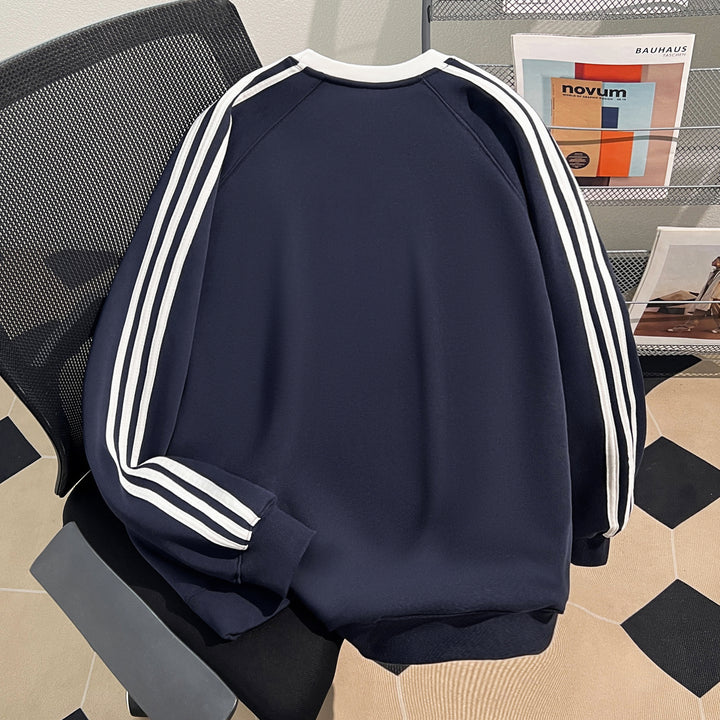 Plush Version-Three-stripe crewneck sweatshirt