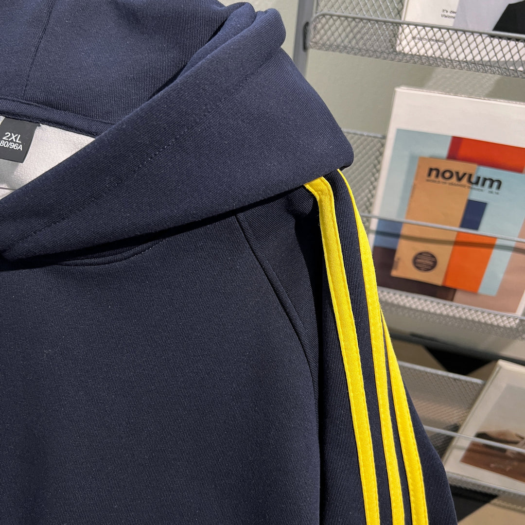 Plush Version-Striped Patchwork Hoodie (without drawstrings)