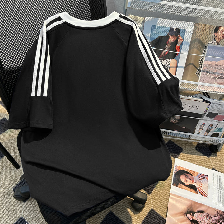 220G Three-Stripe Patchwork short-sleeved T-shirt