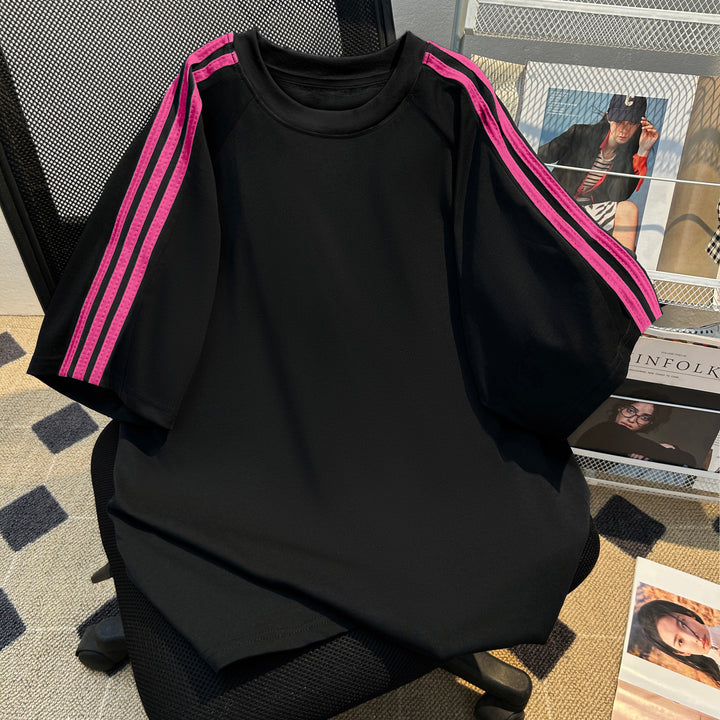 220G Three-Stripe Patchwork short-sleeved T-shirt