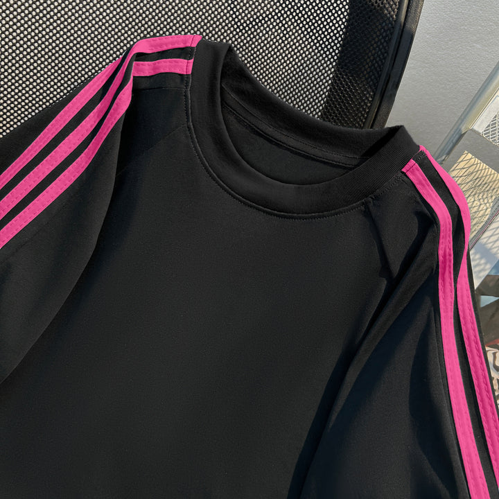 220G Three-Stripe Patchwork short-sleeved T-shirt
