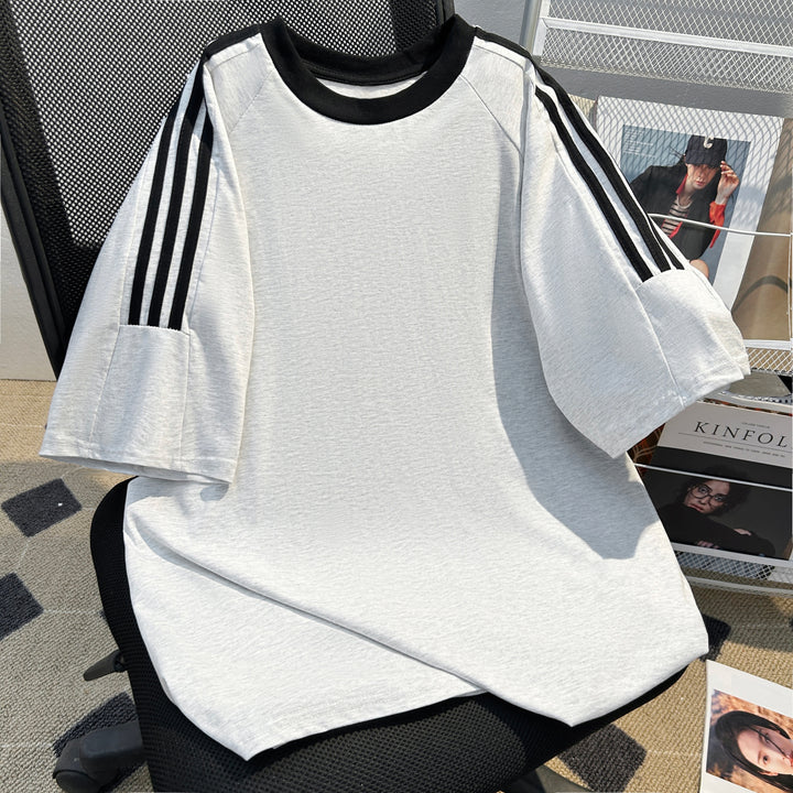 220G Three-Stripe Patchwork short-sleeved T-shirt