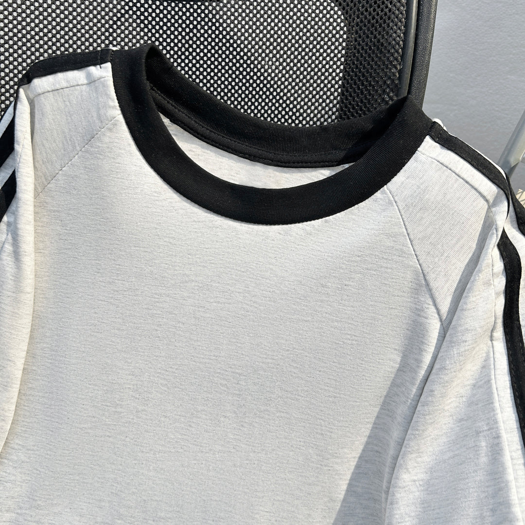220G Three-Stripe Patchwork short-sleeved T-shirt