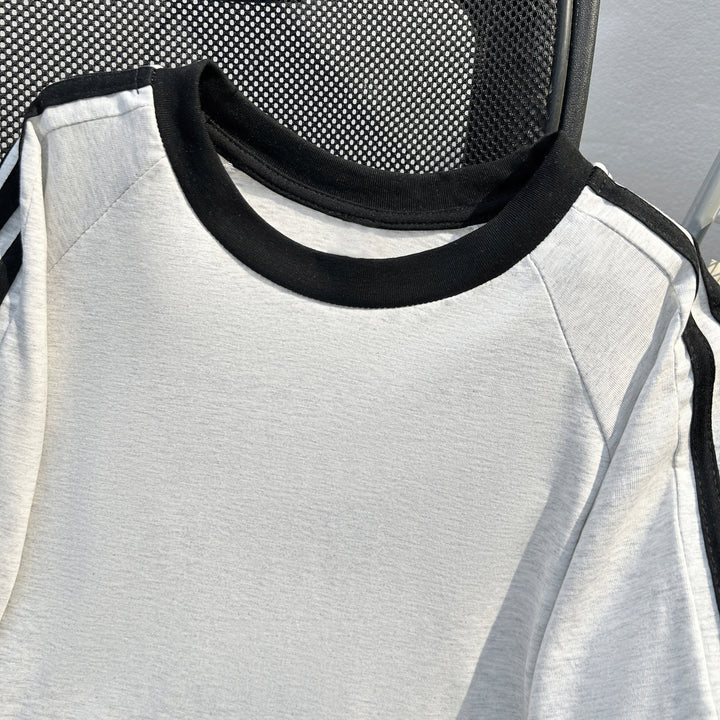 220G Three-Stripe Patchwork short-sleeved T-shirt