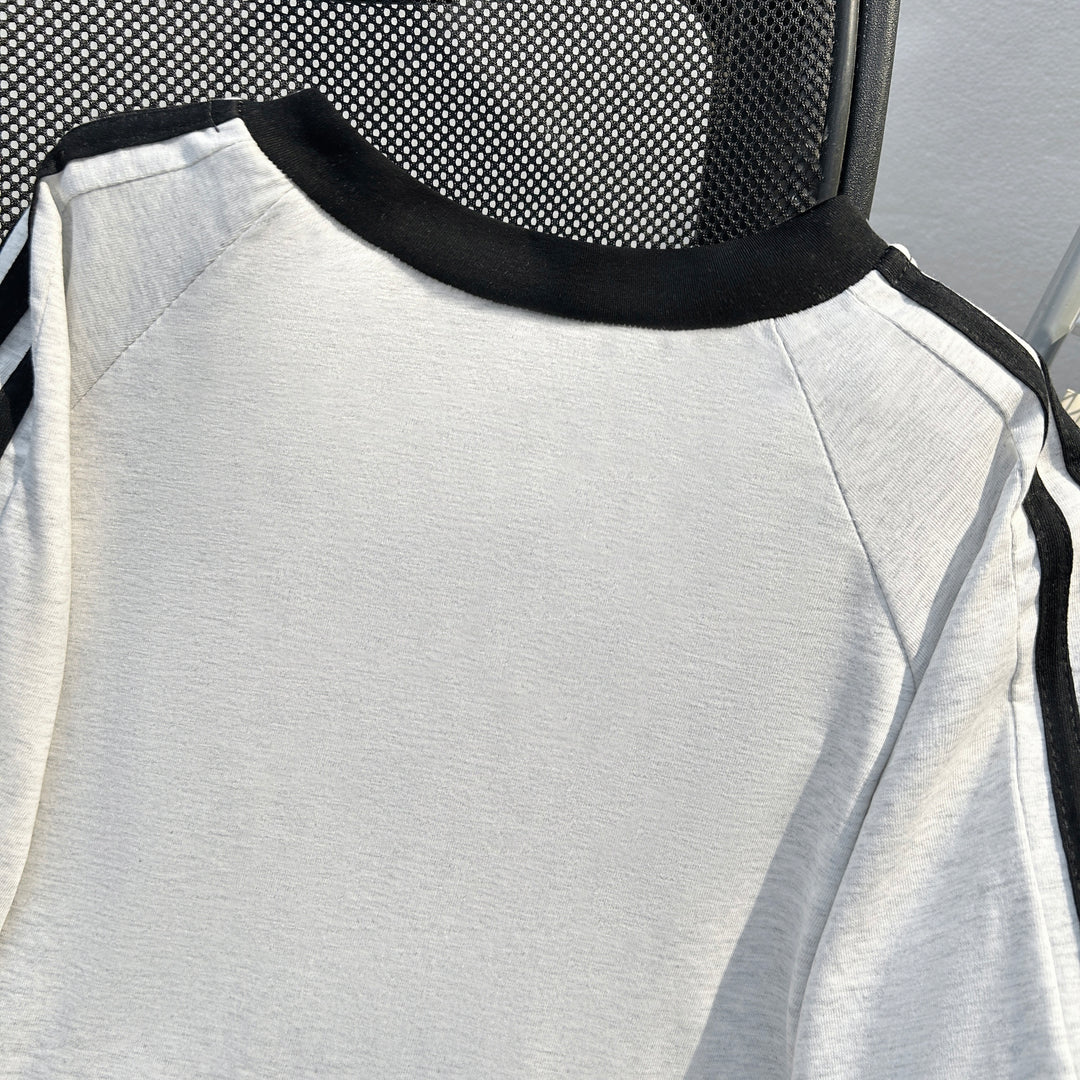 220G Three-Stripe Patchwork short-sleeved T-shirt
