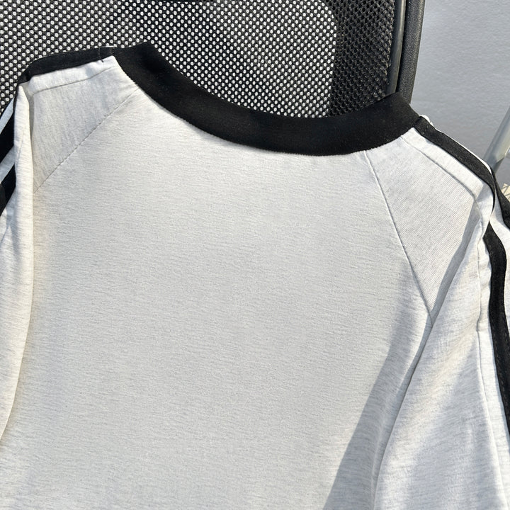 220G Three-Stripe Patchwork short-sleeved T-shirt