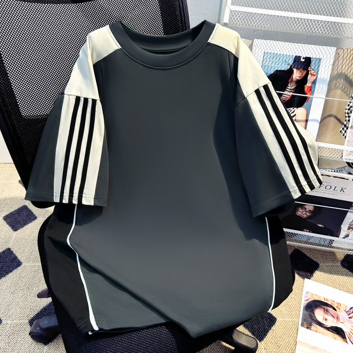 220G Three-Stripe Patchwork short-sleeved T-shirt