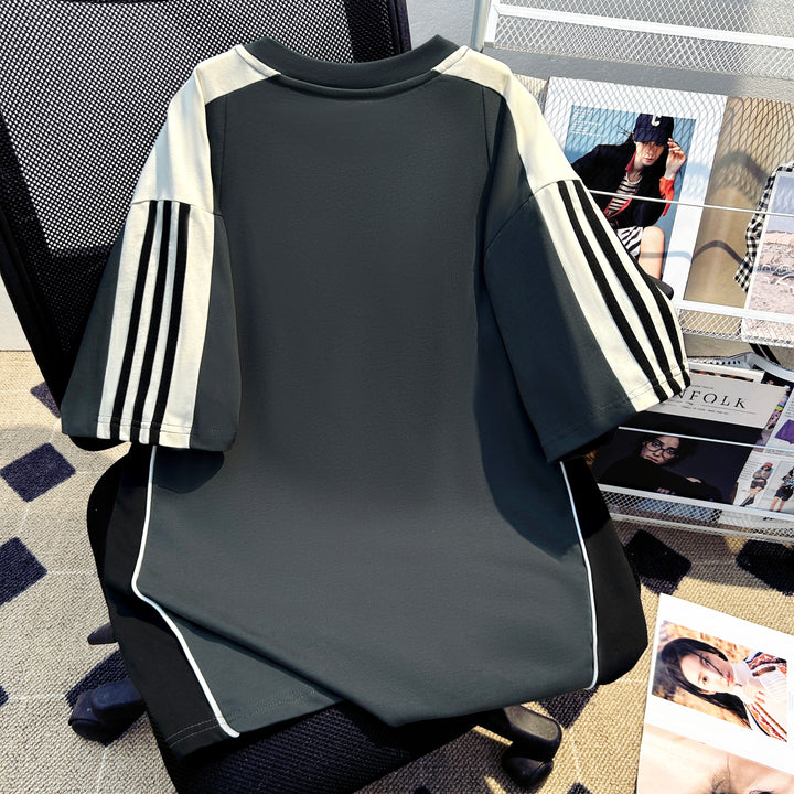 220G Three-Stripe Patchwork short-sleeved T-shirt