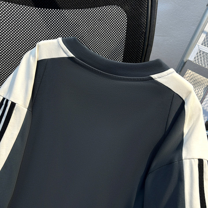 220G Three-Stripe Patchwork short-sleeved T-shirt