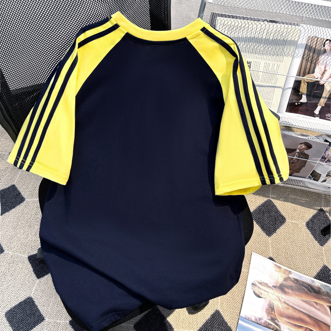 220G Three-Stripe Patchwork short-sleeved T-shirt