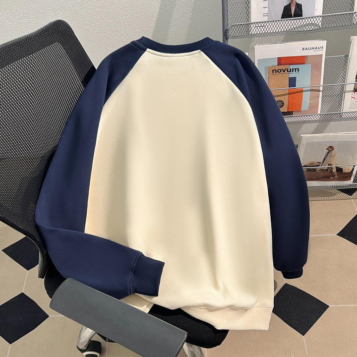 Plush Version-Raglan sleeve Crew neck pullover sweatshirt
