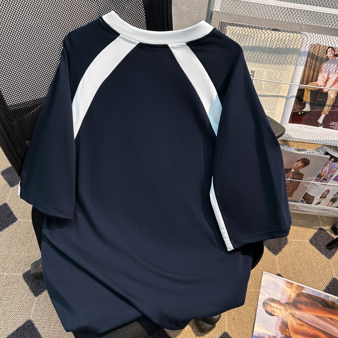 220G Patchwork short-sleeved T-shirt
