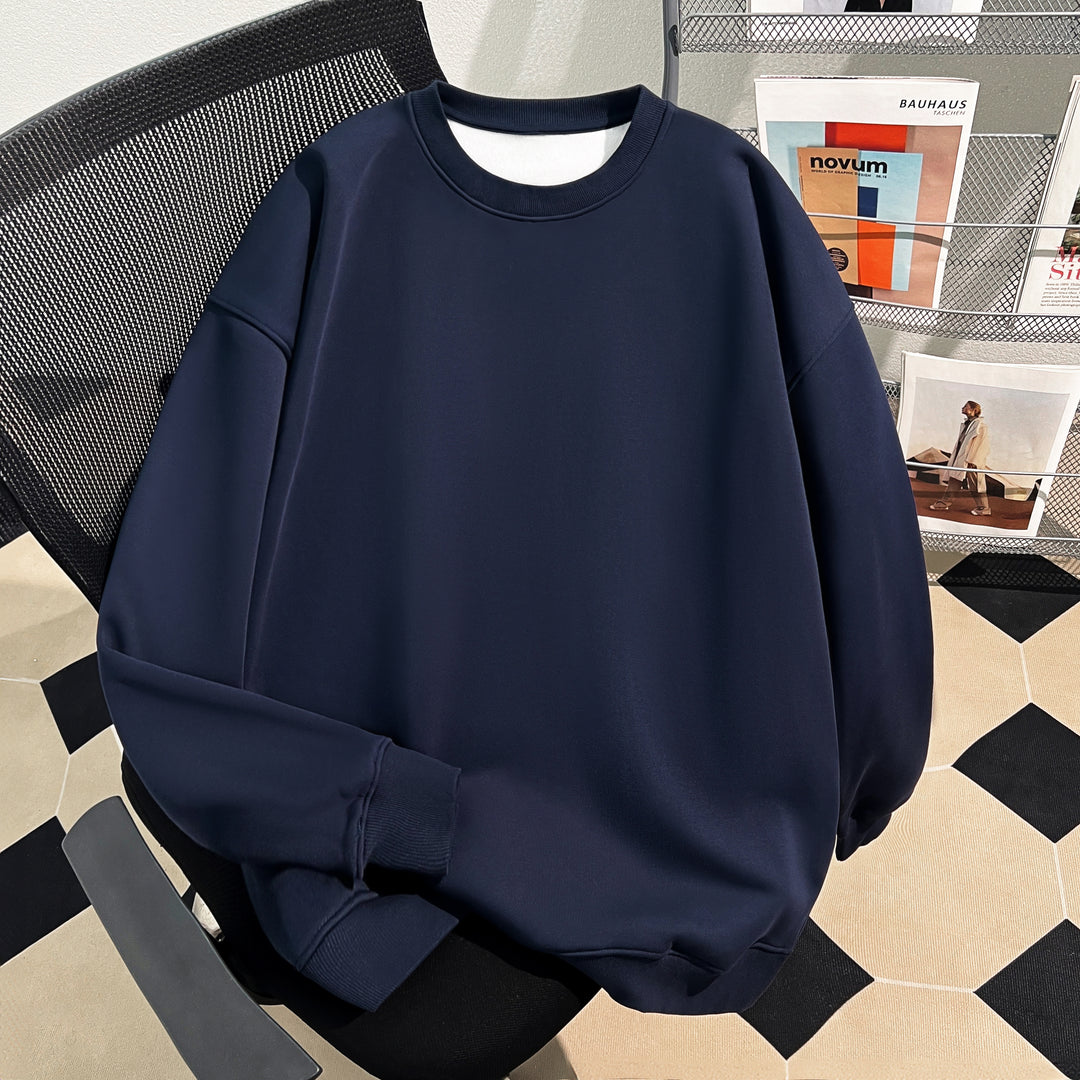 Thin Version-Plain Crew neck pullover sweatshirt