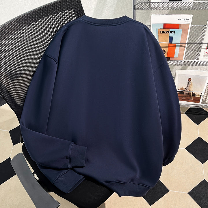 Thin Version-Plain Crew neck pullover sweatshirt