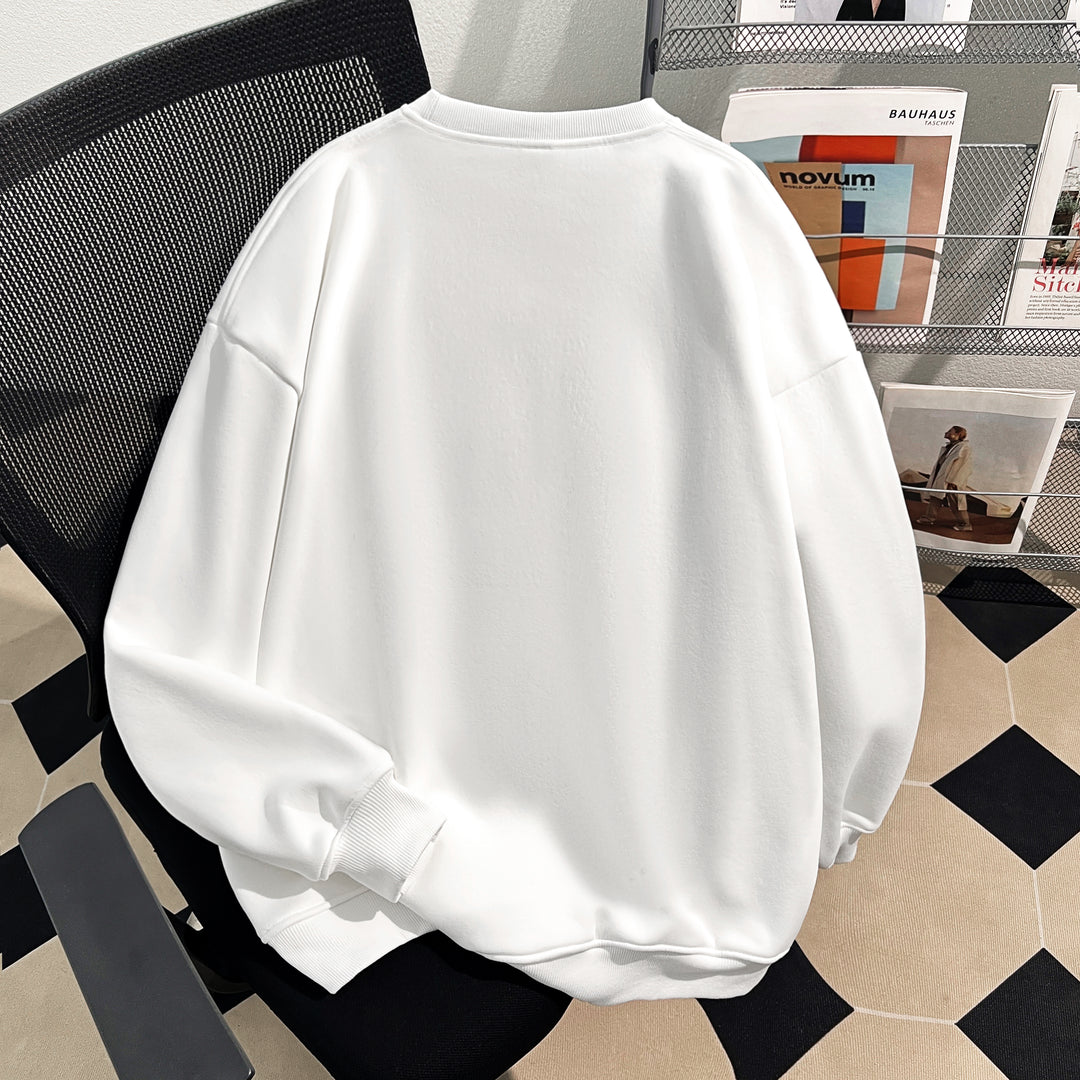 Thin Version-Plain Crew neck pullover sweatshirt