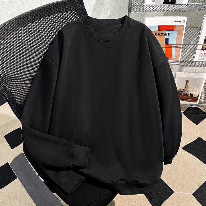 Thin Version-Plain Crew neck pullover sweatshirt