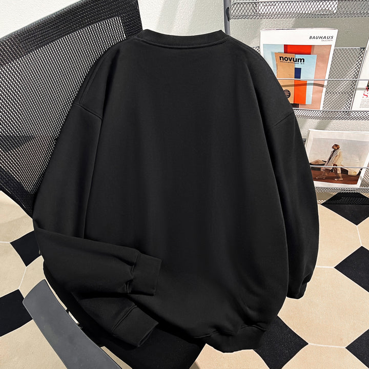 Thin Version-Plain Crew neck pullover sweatshirt