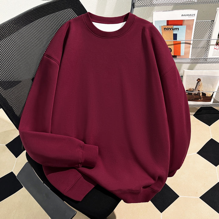 Thin Version-Plain Crew neck pullover sweatshirt