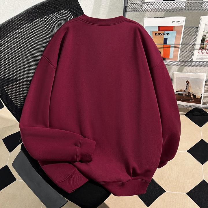 Thin Version-Plain Crew neck pullover sweatshirt