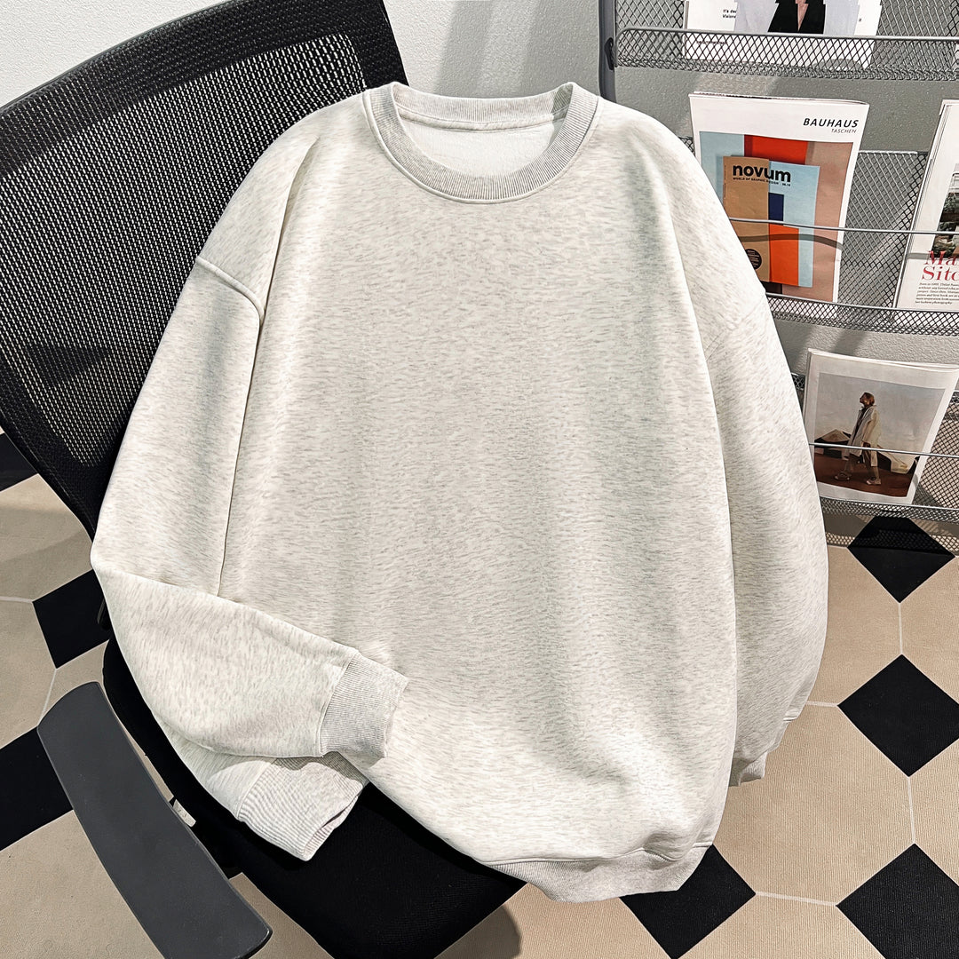 Thin Version-Plain Crew neck pullover sweatshirt