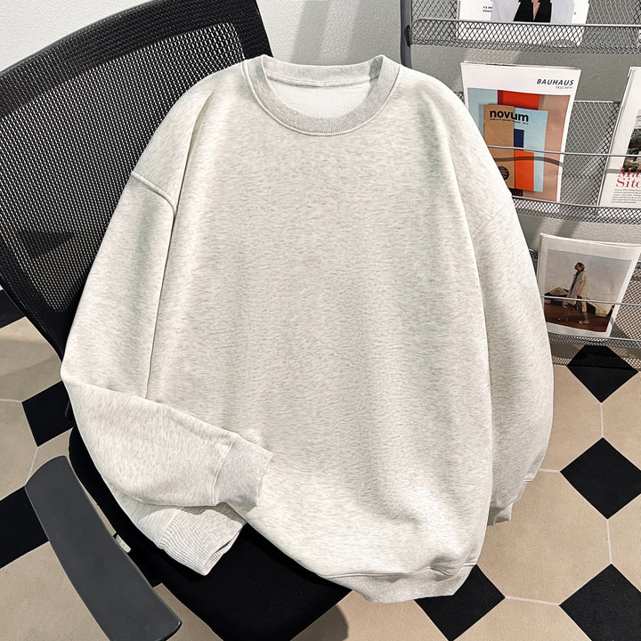 Thin Version-Plain Crew neck pullover sweatshirt