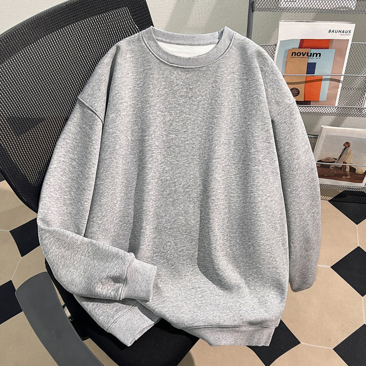 Thin Version-Plain Crew neck pullover sweatshirt