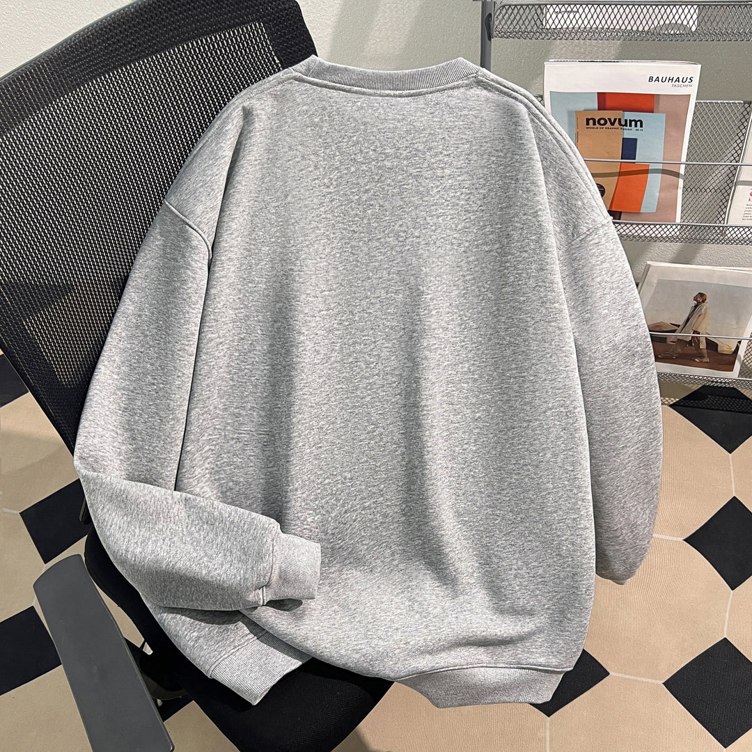 Thin Version-Plain Crew neck pullover sweatshirt
