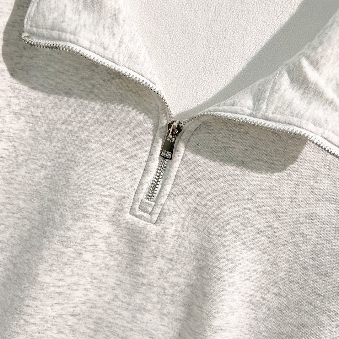 Thin Version-Plain Polo Sweatshirt with Half-Zip