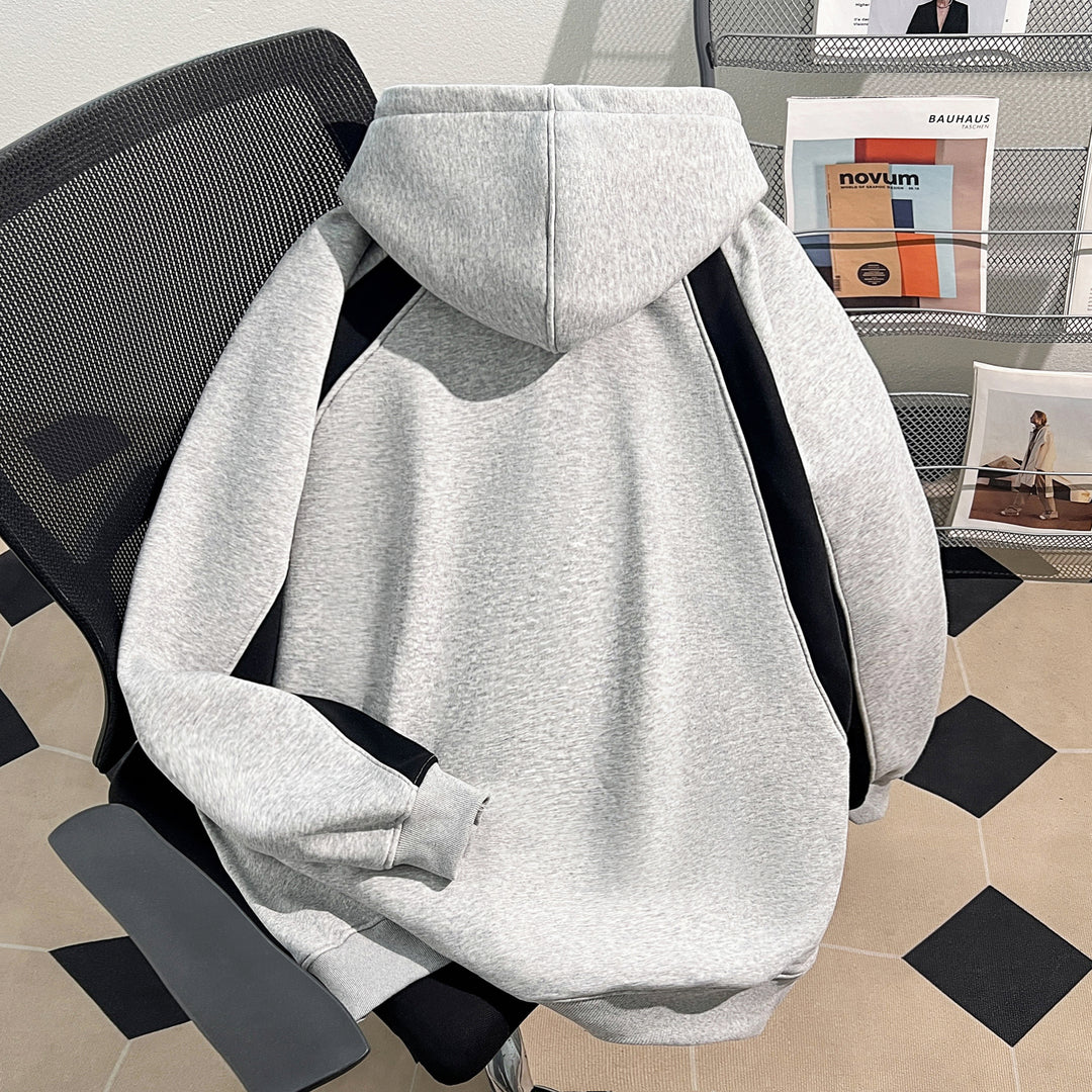Plush Version-Patchwork Zip-Up Hoodie