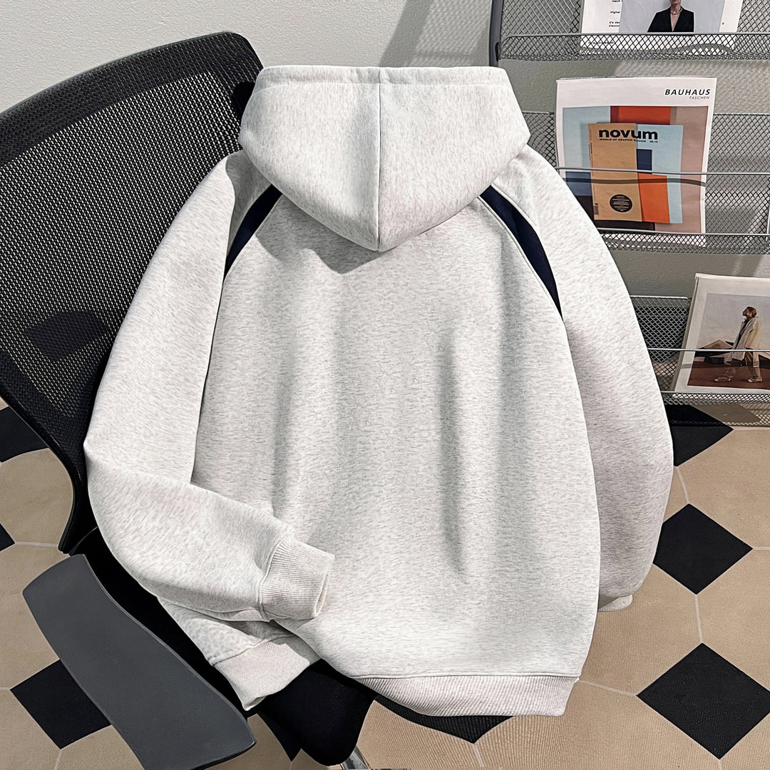 Plush Version-Patchwork Zip-Up Hoodie