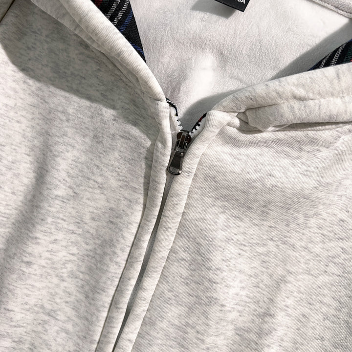 Plush Version-Checkerboard Hoodie with Zip-Up