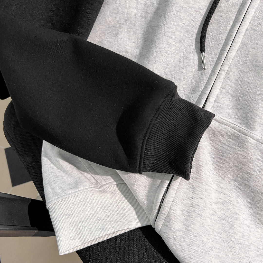 Plush Version-Patchwork Zip-Up Hoodie