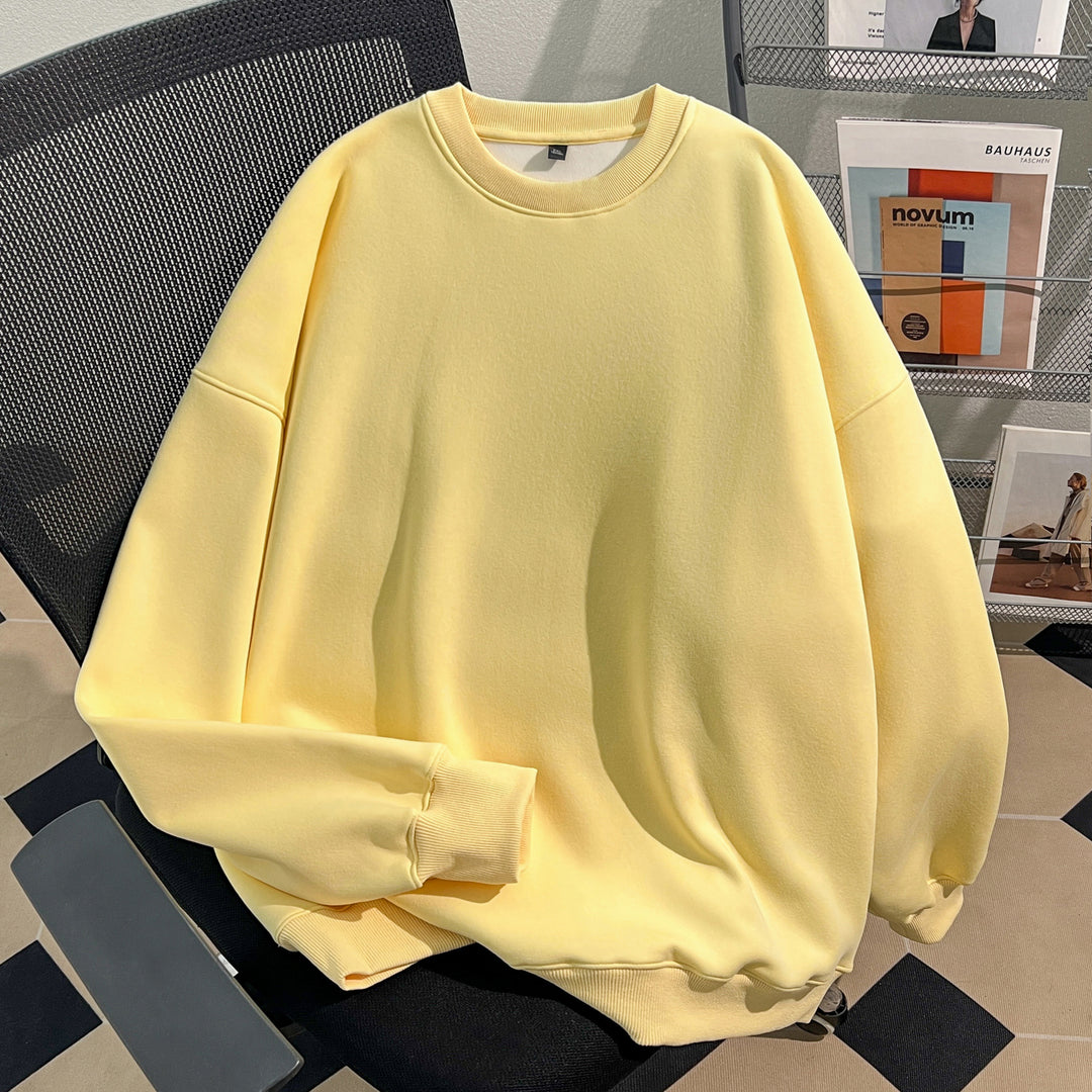 Thin Version-Plain Crew neck pullover sweatshirt