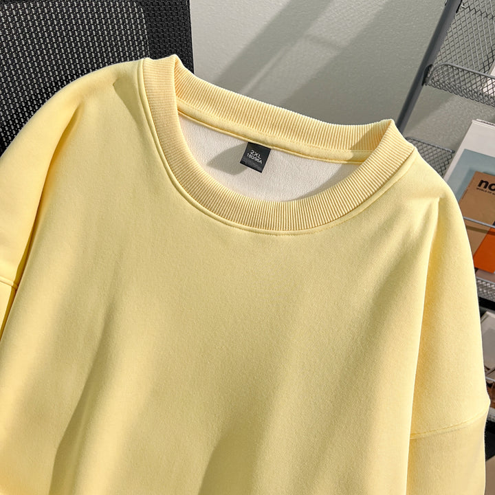 Thin Version-Plain Crew neck pullover sweatshirt