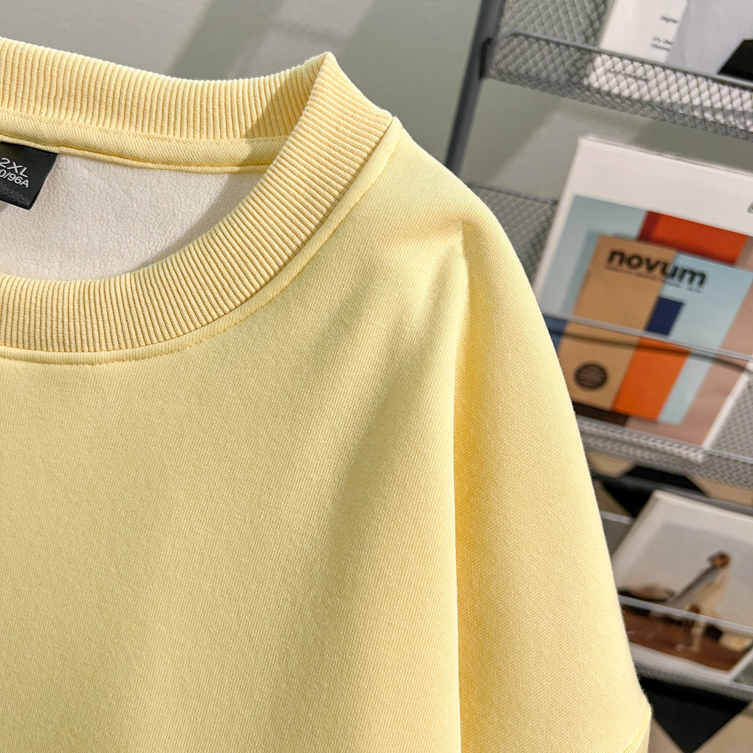 Thin Version-Plain Crew neck pullover sweatshirt