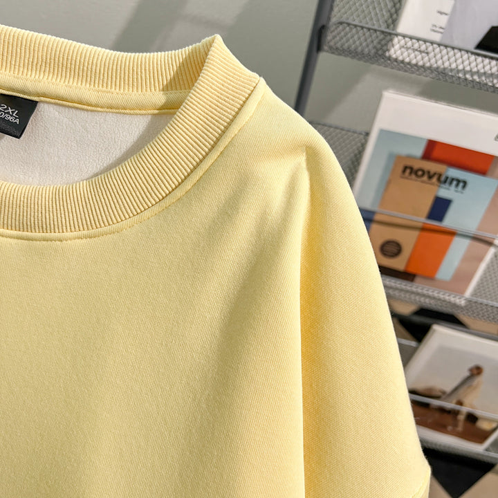 Thin Version-Plain Crew neck pullover sweatshirt