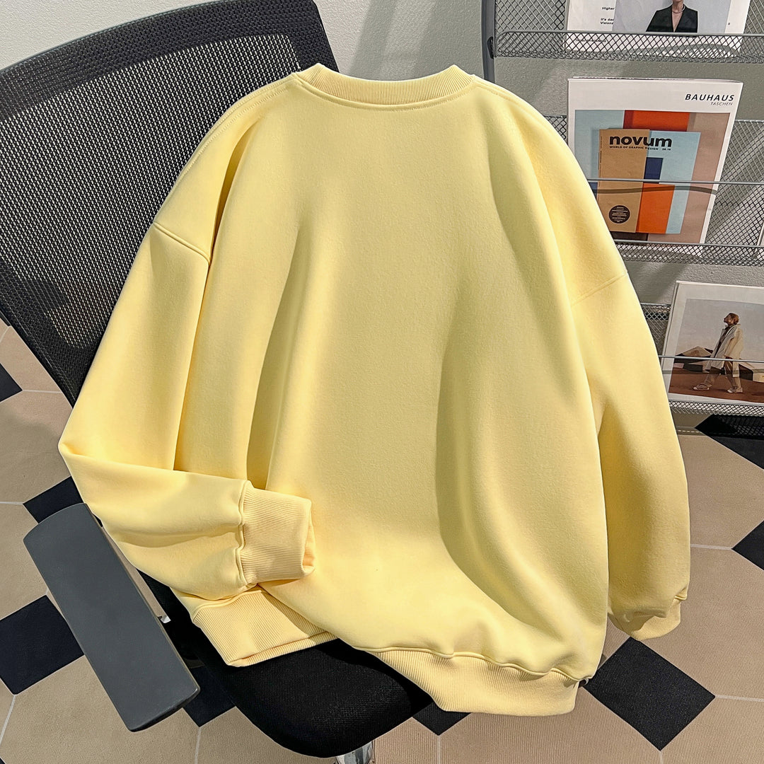 Thin Version-Plain Crew neck pullover sweatshirt