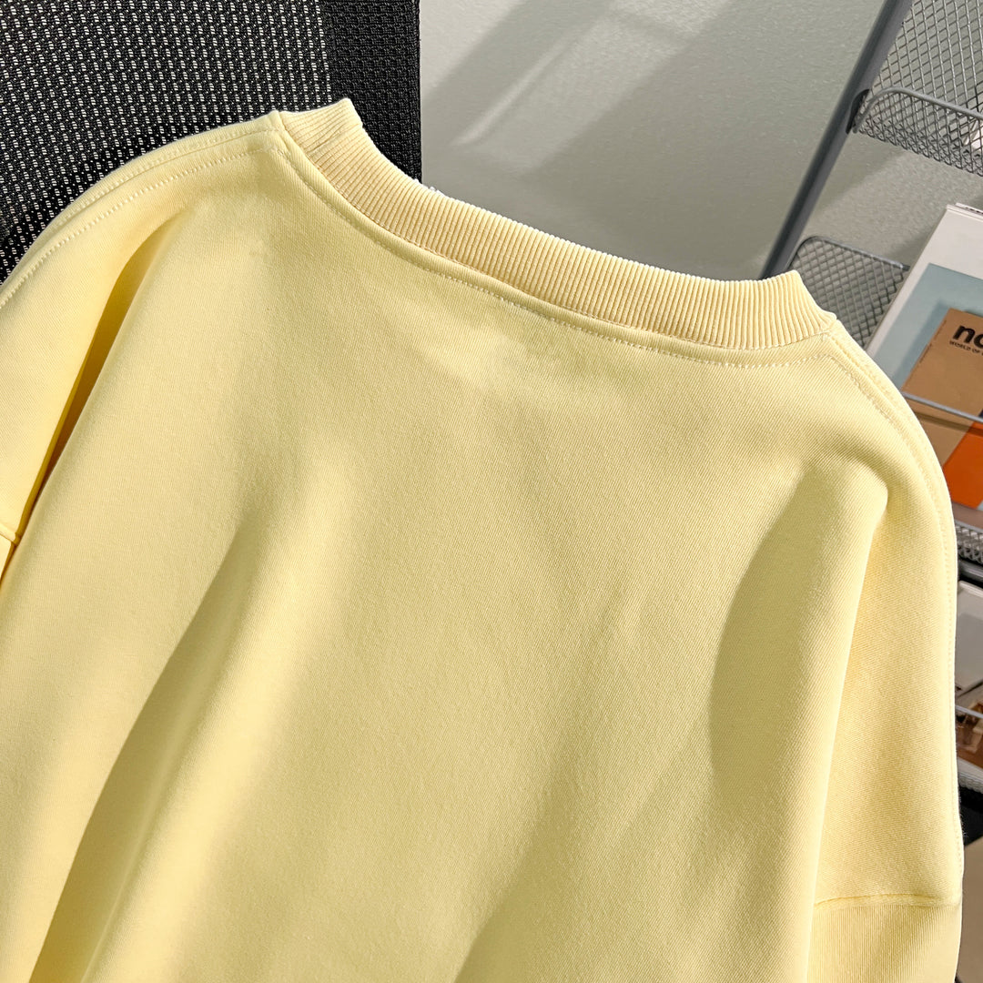 Thin Version-Plain Crew neck pullover sweatshirt