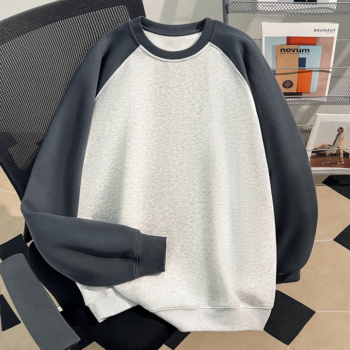 Plush Version-Raglan sleeve Crew neck pullover sweatshirt