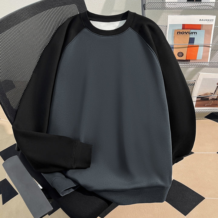 Plush Version-Raglan sleeve Crew neck pullover sweatshirt