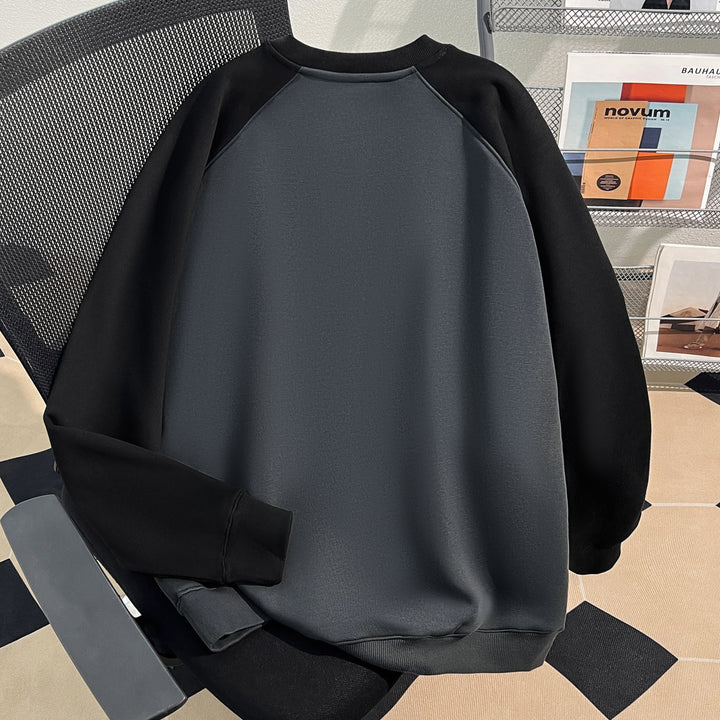 Plush Version-Raglan sleeve Crew neck pullover sweatshirt